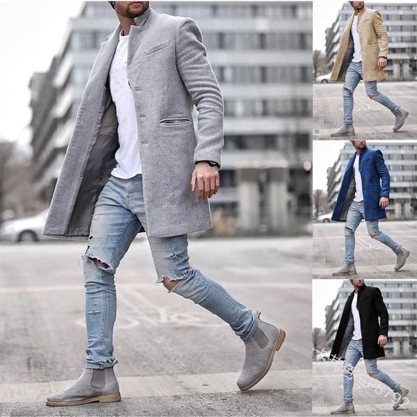 

fashion trench coat 2021 men's windbreaker woollen tweed, Tan;black