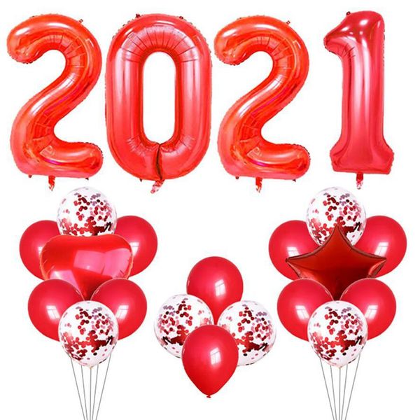Party material decorativo casamento / aniversário balões coloridos 2021 balão digital 40 polegadas tamanho grande 22 pcs como um balão de alumínio de cena conjunto, configura UPS ou DHL