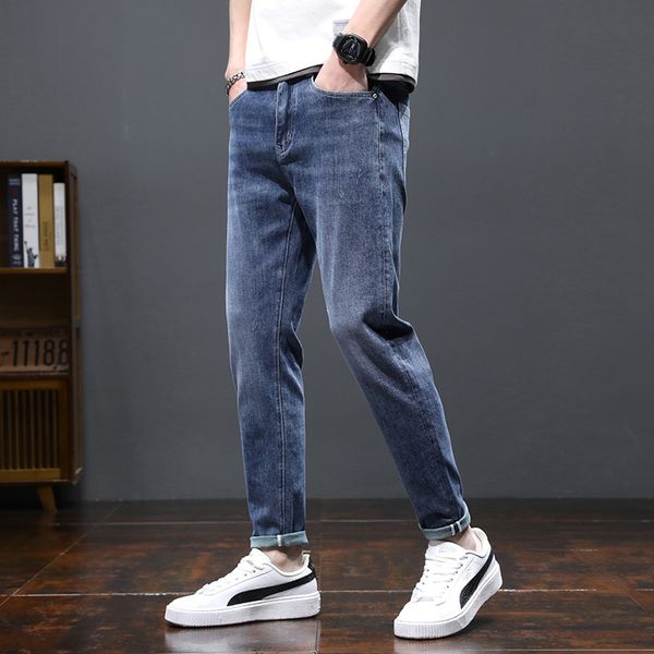 

fashion jeans spring summer men's casual loose straight leg korean harem pants, Blue