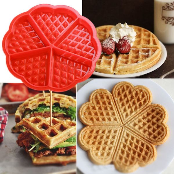 Kalp şekli waffle kalıpları 5-boşluk silikon fırın tavası pişirme çerez kek kalıbı çörek pişirme araçları mutfak aksesuarları malzemeleri