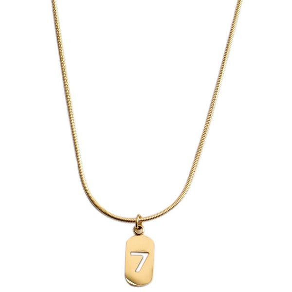 

chokers 1pc/bag fashion lucky number 7 titanium steel beauty ladies necklace for women design pendant jewelry chain ornaments sxl0186, Golden;silver