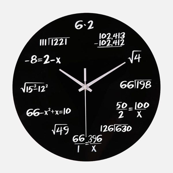 

wall clocks battery powered home decor acrylic for kids rooms math equation clock gift office round silent bedroom modern pointer