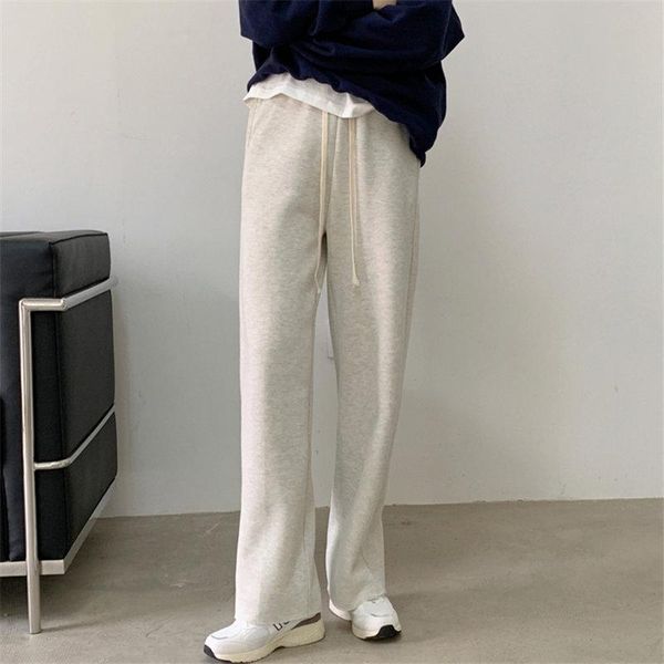 

women's pants & capris hzirip 2021 korean minimalist solid all match fashion women slender thicken straight female trousers high waist, Black;white
