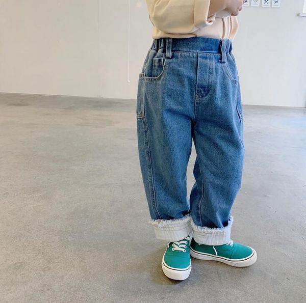 

jeans 2021 arrival girls boys denim long pants autumn fashion kids jean 2-8 years ws475, Blue