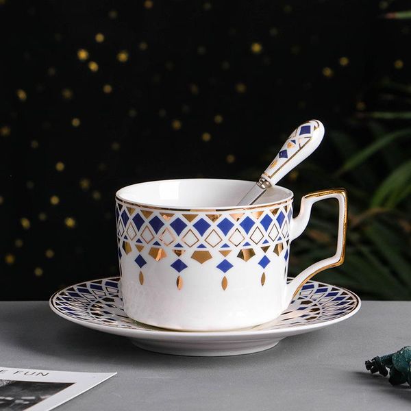 

cups & saucers european bone china ceramics tea coffee cup set simple gold rim luxury arabic travel tazas cafe home garden be50mu