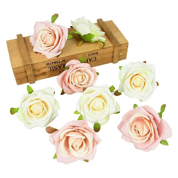 

decorative flowers & wreaths 5pcs/lot 7cm silk rose artificial flower heads for home wedding birthday decor diy scrapbooking crafts wreath r
