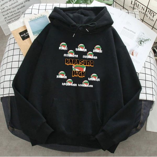 

men's hoodies & sweatshirts haikyuu karasuno hohe team drucken mann frauen lose hip hop streetwear kapuzen japan anime harajuku vintage, Black