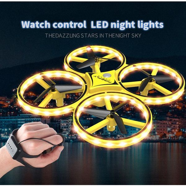 

smart watch remote sensing gesture four-axis drone aircraft led lighting quadcopter gravity sense rc interact gift drones