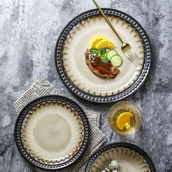 

dishes & plates ceramic plate nordic steak bowl western creative home fruit breakfast retro salad