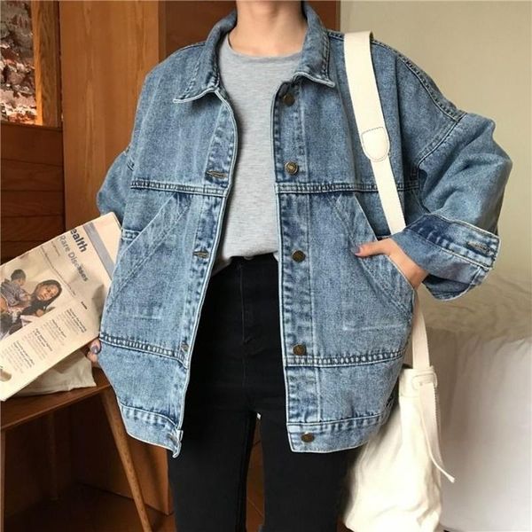 

women's jackets basic women vintage 2021 spring chic denim korean college style girls jacket stylish turn-down collar ladies outwear, Black;brown