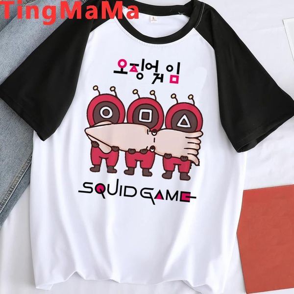 

men's t-shirts korean style squid game t shirt men kawaii cartoon summer 456 round six graphic tees harajuku fashion t-shirt mal1, White;black