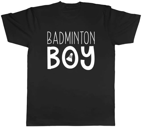 

badminton boy mens t-shirt tee, White;black