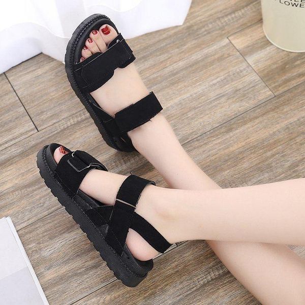 

sandals shoes women 2021 summer flat women's heel sandales femmes sandalias, Black