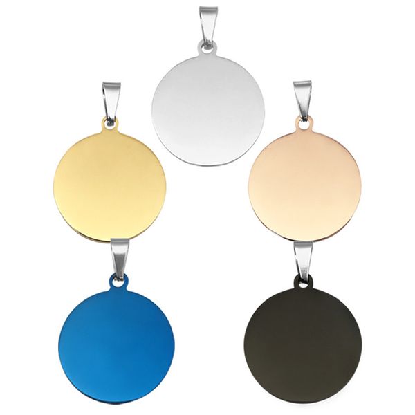 

round stainless dog titanium steel pet tag metal pendant gift round tag necklace