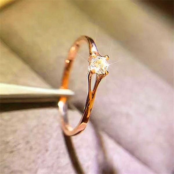 

wedding rings boho female crystal zircon stone ring cute small rose gold color finger promise engagement for women, Slivery;golden