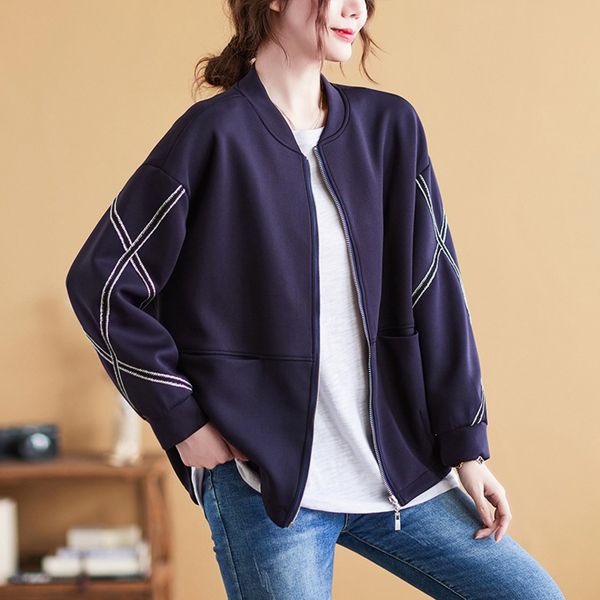 

short coat women's spring and autumn 2021 new loose large fat mm casual baseball et, Black;brown