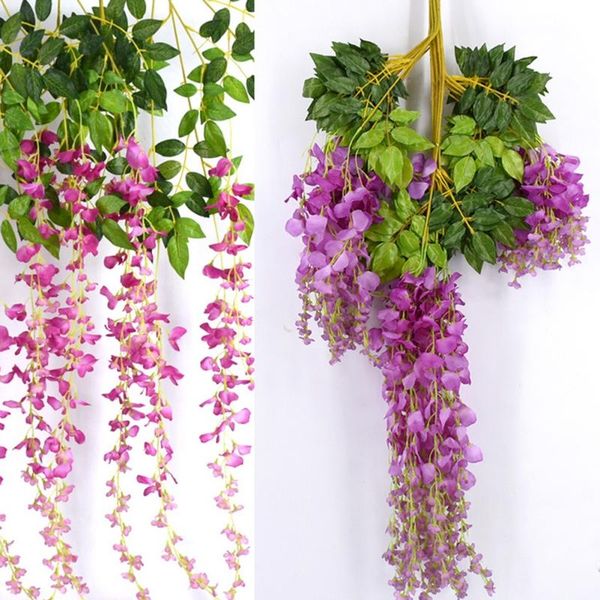 

artificial wisteria flower decorative strips wedding/home/garden decoration 1.1m pp laminated steel wire stem foldable flowers & wreaths