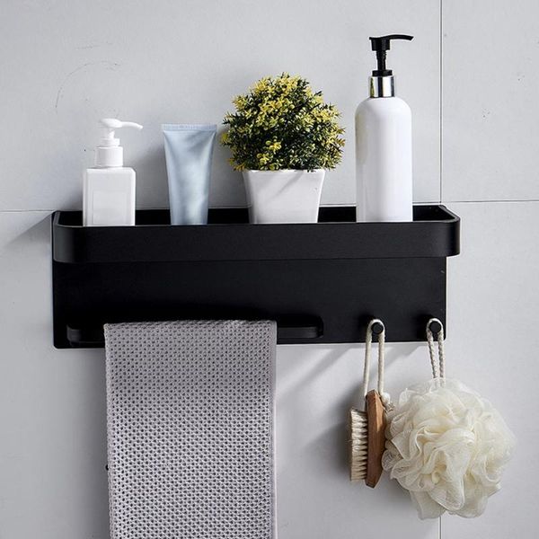 

punching bathroom shelf vanity storage rack wall mount suction cup finishing for convenient hooks & rails