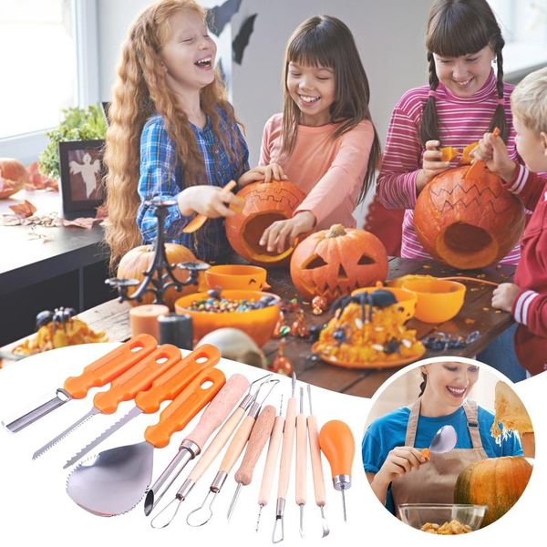 

decorative flowers & wreaths halloween pumpkin carving kit,14 stainless steel kit for woodworking hobby art crafts cutter graver sculpt