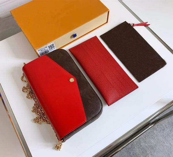 

designer classic women 3-piece set handbags chain shoulder bag leather wallet card crossbody purse shoulder messenger bags