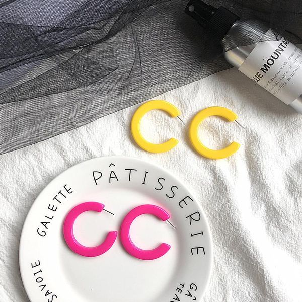 

earrings & necklace keqiu jewelry resin geometric c-shaped color cute sweet temperament wild, Silver