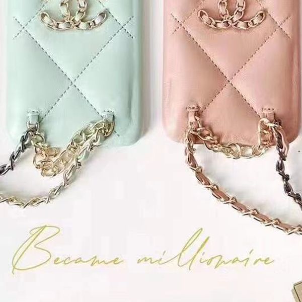 

luxury cc chain pu leather cellphone case for iphone 12 11 pro max xs max xr 7 8 plus mobile phone messenger case