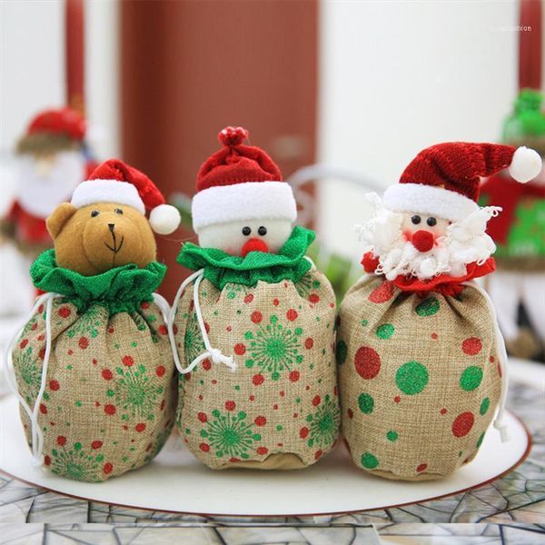 

christmas decorations gift bag snowman santa bear elk bags with handle candy stocking pouch xmas home window door decor1