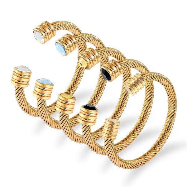 

bangle braided charm open cuff men women stackable bangles jewelry classic stainless steel vintage adjustable bracelets, Black