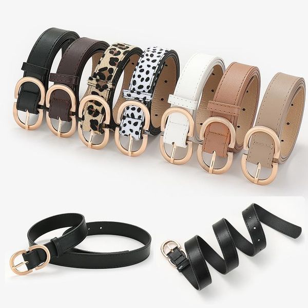 

belts female leopard belt snake skin print thin waistband pu leather gold ring heart pin metal buckle ladies, Black;brown