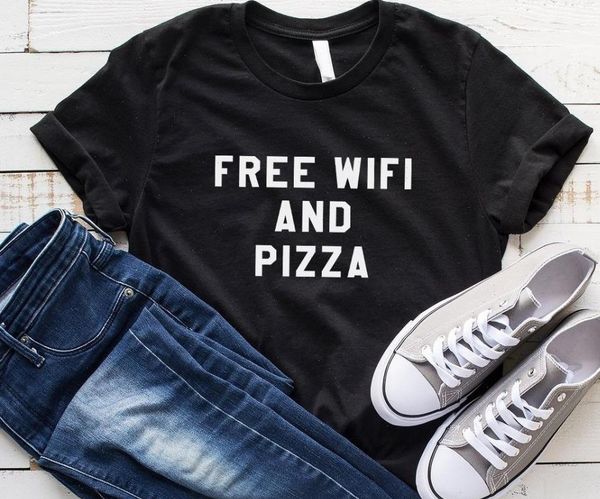 

wifi and pizza women print cotton casual funny yong girl tee hipster drop ship s 378, White