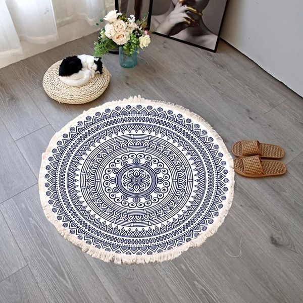 

carpets bohemian round carpet nordic floor for living room bedroom anti-slip doormat yoga mat tassels area rugs cotton