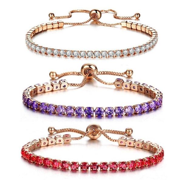 

link, chain luxury bracelets for women sparking cubic zirconia jewerlly rose gold color handmade friends gift cute jewelry, Black
