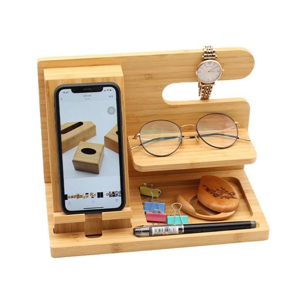 

cell phone mounts & holders docking station wooden storage holder deskorganizer, multiple devices organizer