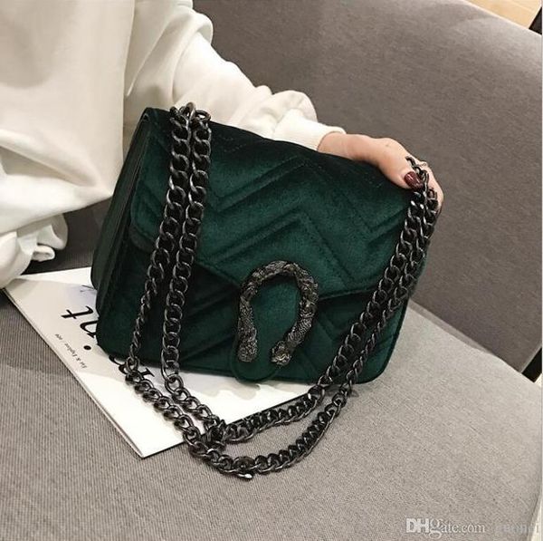 

2021 designer bag winter snakehead lock velvet classic embroidered line wavy women chain elegant temperament small