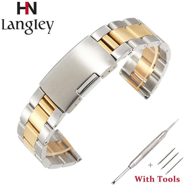 

watch bands 18 20 22 24 26 28 30mm solid stainless steel diving watchband wristwatch strap accessories men water resistant, Black;brown