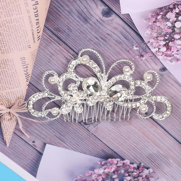

hair clips & barrettes luxury faux pearl crystal rhinestone wedding comb accessories for bridal flower headpiece women bride ornament jewelr, Golden;silver