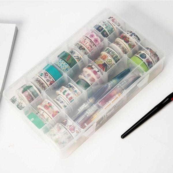 

gift wrap 1pcs student stationery simple transparent po peripheral storage box hand account 15 grid scrapbooking