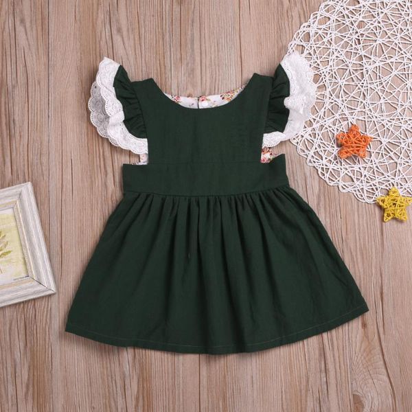

girl's dresses infant toddler baby dress girls solid strap backless princess sundresses outfits round neck sleeve party vestido, Red;yellow