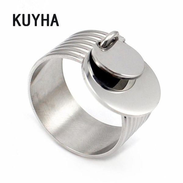 

wedding rings stainless steel tag ring with genuine engravable customizable charm exclusive silver for women birthday gift, Slivery;golden