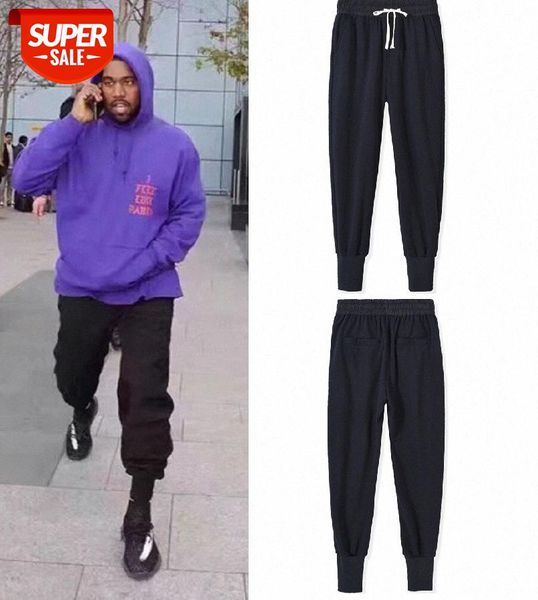 

street dark ro wind loose terry cloth ribbed trousers ins drawstring all-match casual cotton sweatpants #1g5z, Black