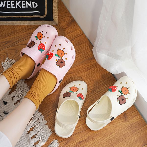 

luxury slippers dongdong sho women's non slip soft sole breathable cartoon summer fashion sandals korean hollow slippers, Black