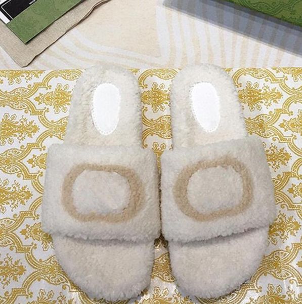 

designer women wool sandals selling slippers woman slipper shoes autumn winter slides sandal with box size 35-42 a1, Black