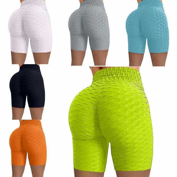 Biker Beach Butt Summer Lift Vita alta Pantaloncini da yoga Scrunch Pantaloni da palestra strutturati da donna Increspato Squat Allenamento Sport Bottom P 53yG #