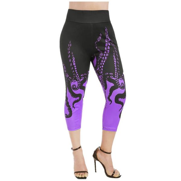 

women's leggings fashion cropped printed sport women fitness workout trousers skinny pants gym bottom plus size#12, Black