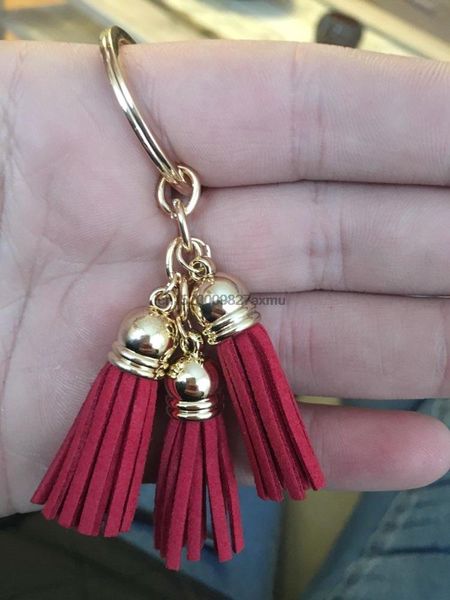 

keychains 200pcs fashion jewelry cute women key chain leather superfine fiber triple tassel ring car, Silver