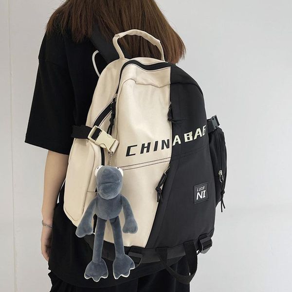 

backpack color contrast women schoolbag versatile teenage girl and boy college large capacity national tide female book bag