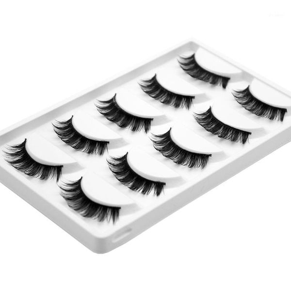 

kimcci 5 pairs hand made 3d mink lashes natural soft full strip false eyelash extension medium volume makeup cilia1
