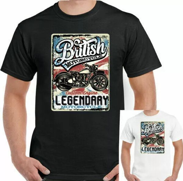 

british motorcycle t-shirt biker motorbike bike superbike union jack tee top, White;black