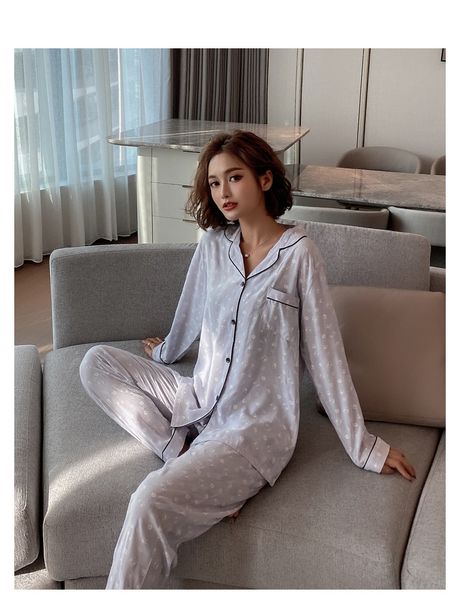 

autumn woven jacquard print ladies homewear pure cotton lapel long sleeve cardigan pajama set pijama femme hiver coton pajamas, Black;red