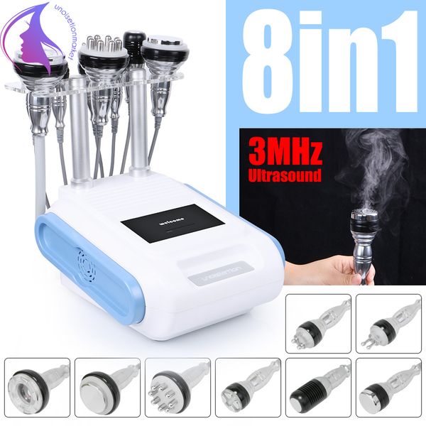 

8 in1 unoisetion cavitation 3mhz ultrasonic rf radio frequency vacuum bio machine